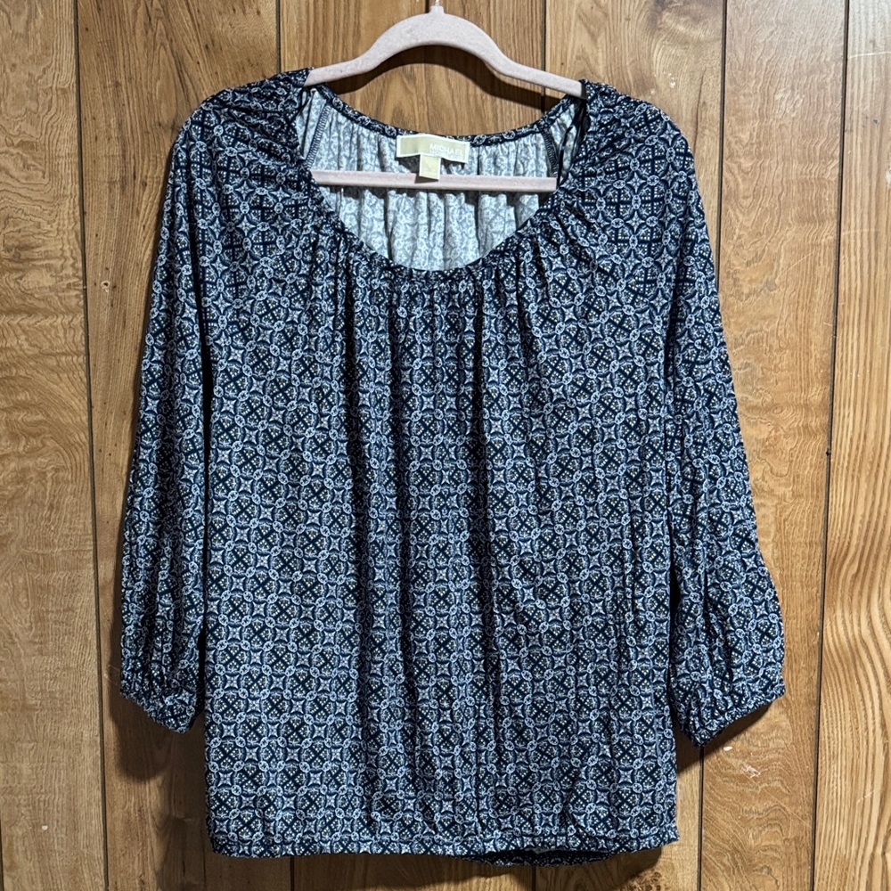Michael Kors Black and White Patterned Blouse
